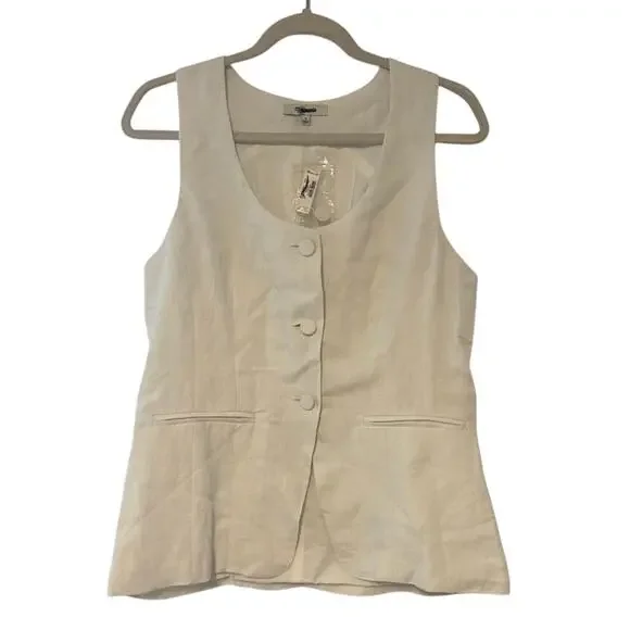 NWT Madewell Scoopneck Cutaway Linen Vest In White Salt Size 8 - Picture 5 of 8